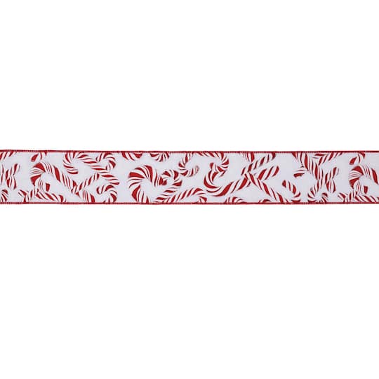 95880DS 2.5 in. x 10 yards Wired Polyester, Red & White - Set of 2